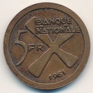 Катанга 5 франков 1961 год