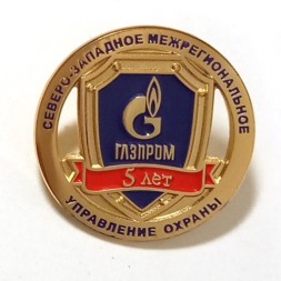 Значок Газпром Северо-Западное межрегиональное управление охраны 5 лет (на цанге)