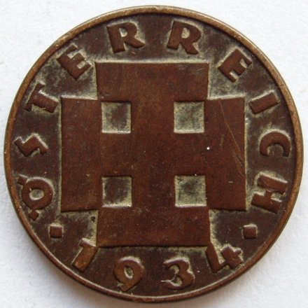 Австрия 2 гроша 1934 год