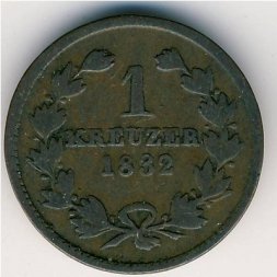 Баден 1 крейцер 1832 год