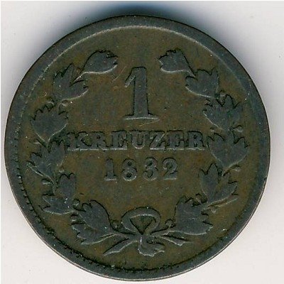 Баден 1 крейцер 1832 год