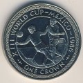 Остров Мэн 1 крона 1986 год - Чемпионат мира по футболу 1986, Мексика (гол, 2 игрока, медь-никель)