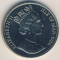 Остров Мэн 1 крона 1986 год - Чемпионат мира по футболу 1986, Мексика (гол, 2 игрока, медь-никель)