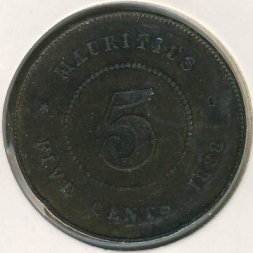 Маврикий 5 центов 1888 год