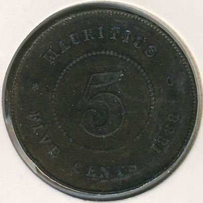 Маврикий 5 центов 1888 год