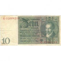 Веймарская республика 10 рейхсмарок 1929 год - VF