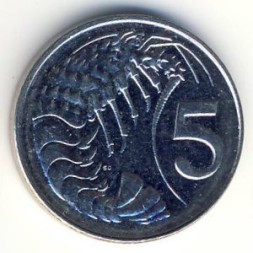 Монета Каймановы острова 5 центов 2005 год - Креветка