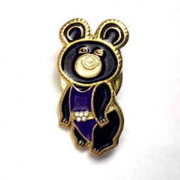 Значок Олимпийский мишка (фиолетовый). XXll Олимпийские игры. Москва 1980