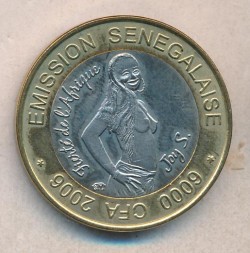 Монета Сенегал 6000 франков КФА 2006 год