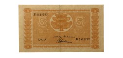 Финляндия 5 марок 1945 год - водяные знаки квадраты - Litt.А - ХF