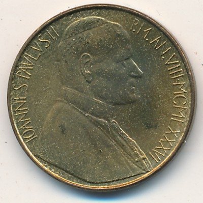 Ватикан 20 лир 1986 год