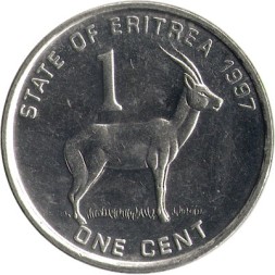 Эритрея 1 цент 1997 год - Антилопа