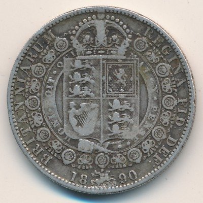 Великобритания 1/2 кроны 1890 год