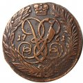 2 копейки 1761 год (номинал под Св. Георгием, гурт сетчатый) Елизавета Петровна (1741 - 1762) - VF+