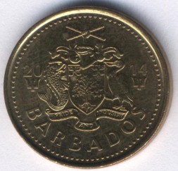 Монета Барбадос 5 центов 2014 год