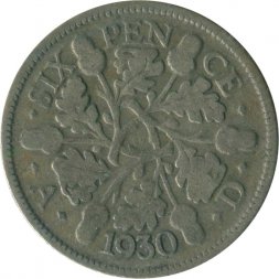 Великобритания 6 пенсов 1930 год