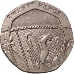 Великобритания 20 пенсов 2008 год (фрагмент герба британской королевской семьи)
