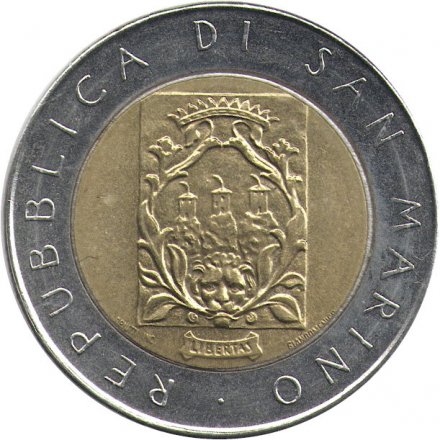 Сан-Марино 500 лир 1988 год - Укрепления Сан-Марино. Башня Гуаито