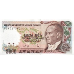 Турция 5000 лир 1970 (1990) год - UNC