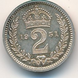 Великобритания 2 пенса 1951 год