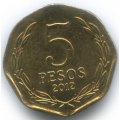 Чили 5 песо 2012 год - Бернардо О’Хиггинс