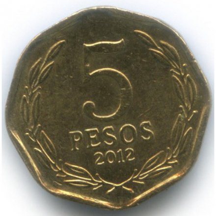 Чили 5 песо 2012 год - Бернардо О’Хиггинс