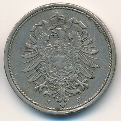 Германия 10 пфеннигов 1875 год (J)
