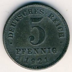 Германия 5 пфеннигов 1921 год