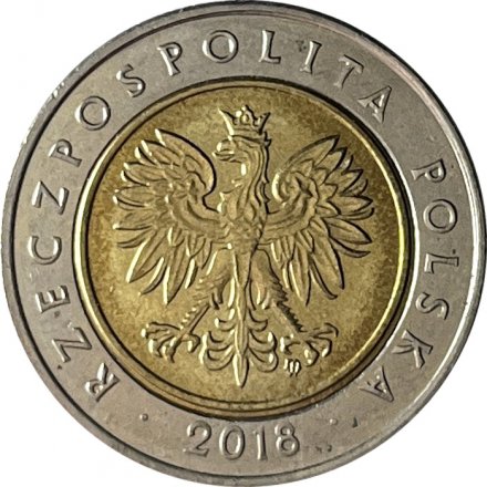 Польша 5 злотых 2018 год - 100 лет независимости