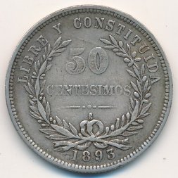 Уругвай 50 сентесимо 1893 год