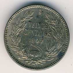 Чили 20 сентаво 1907 год