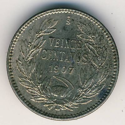Чили 20 сентаво 1907 год