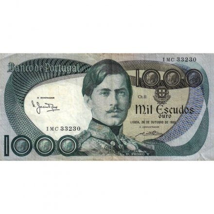 Португалия 1000 эскудо 1982 год - Дон Педро V - VF-