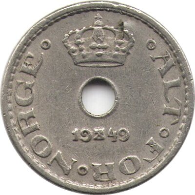 Норвегия 10 эре 1949 год - Король Хокон VII