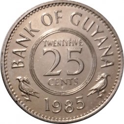 Гайана 25 центов 1985 год UNC