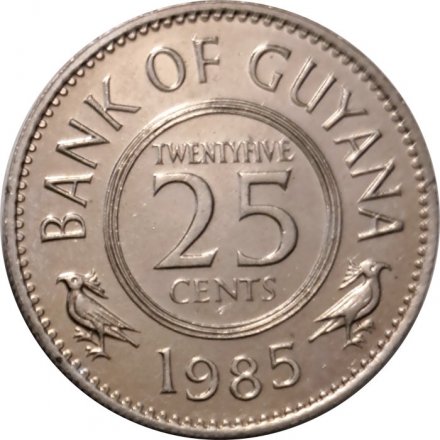 Гайана 25 центов 1985 год UNC