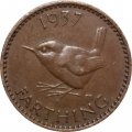 Великобритания 1 фартинг 1937 год - Крапивник