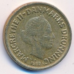 Монета Дания 10 крон 1989 год - Королева Маргрете II