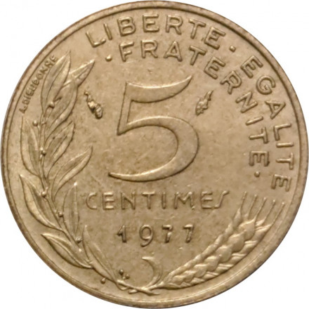 Франция 5 сантимов 1977 год - Марианна