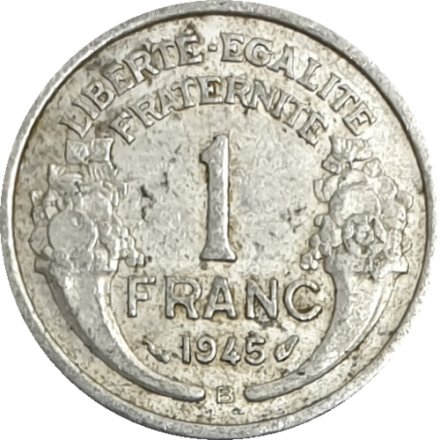 Франция 1 франк 1945 год (B)