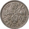 Великобритания 6 пенсов 1956 год 