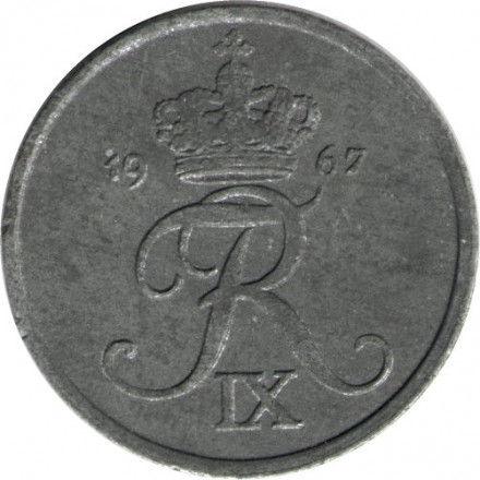 Дания 2 эре 1967 год - Король Фредерик IX