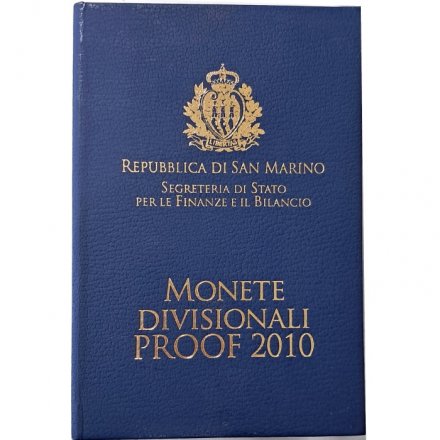 Набор из 8 евромонет Сан-Марино 2010 год (proof) в футляре