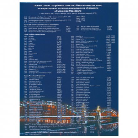 Альбом для монет &quot;Юбилейные монеты РФ, 2 монетных двора&quot; - 144 ячеек (пустой)