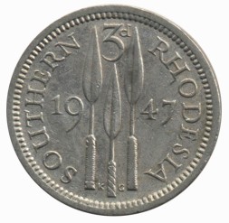 Монета Южная Родезия 3 пенса 1947 год - Георг VI