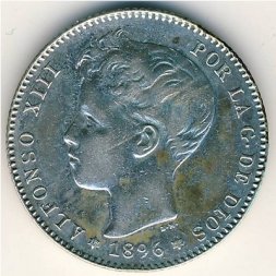 Испания 1 песета 1896 год