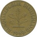 ФРГ 10 пфеннигов 1969 год - F
