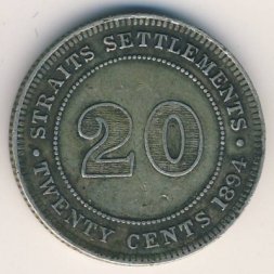 Стрейтс-Сетлментс 20 центов 1894 год