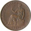 Испания 50 сентимо 1937 год (Цифры &quot;3&quot; и &quot;6&quot; в звёздах)
