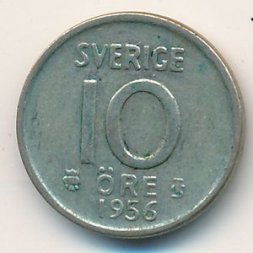 Швеция 10 эре 1956 год - Король Густав VI Адольф (TS)